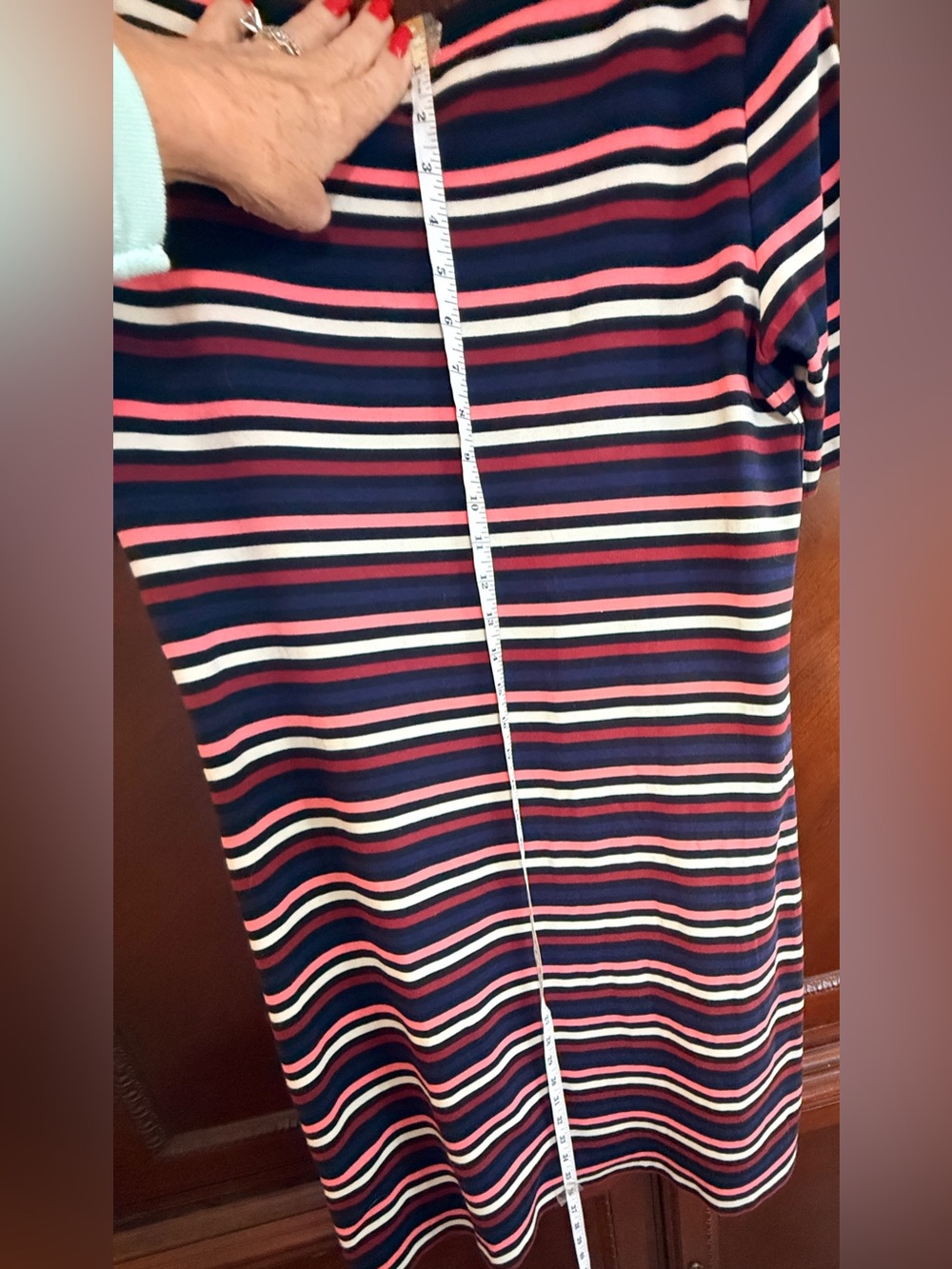 Brooks Brothers EUC Navy, Pink & white
Striped t shirt dress. 100% cotton
Sz LG - Picture 10 of 11